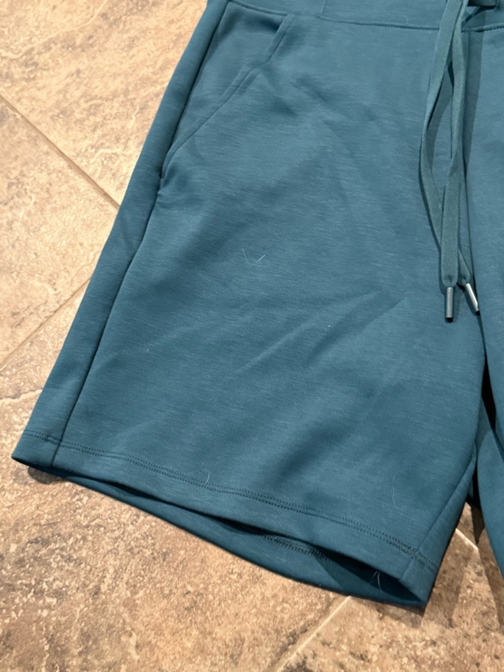 🥓Women’s sleek spacer Teal Performance Drawstring Shorts - Picture 2 of 9